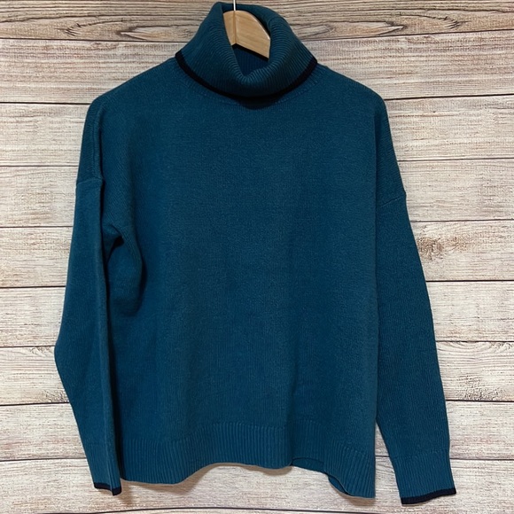 NWT Boden Cora Roll Neck Sweater Teal/Navy - Picture 5 of 8
